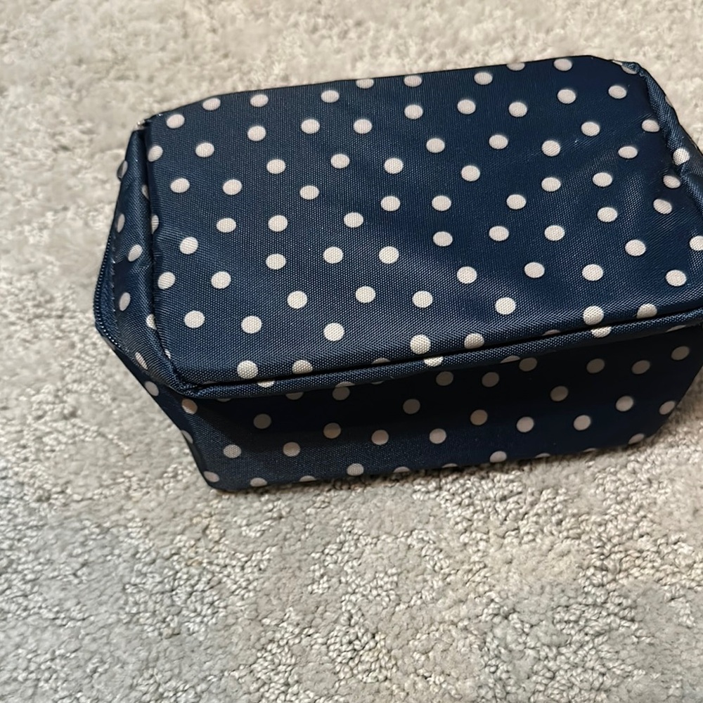Thirty-One Navy Polka Dot Jewelry Travel Case